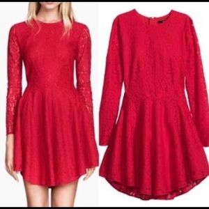 Red Lace H&M Skater Dress